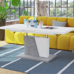 Heze Furniture Gala 2 In 1 Extending Coffee / Dining Table - White / Concrete - thumbnail 4