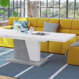 Heze Furniture Gala 2 In 1 Extending Coffee / Dining Table - White / Concrete - thumbnail 5