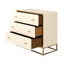 Wyld Haus Belluno Ivory Faux Shagreen Chest Of 3 Drawers With Antique Brass - thumbnail 3