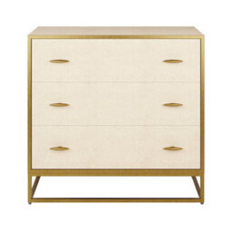 Wyld Haus Belluno Ivory Faux Shagreen Chest Of 3 Drawers With Antique Brass - thumbnail 2