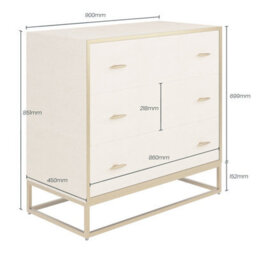 Wyld Haus Belluno Ivory Faux Shagreen Chest Of 3 Drawers With Antique Brass - thumbnail 4