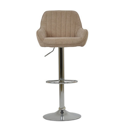 Lakeland Furniture Blair Fawn Brown Fabric Chrome Gas Lift Bar Stool - image 1