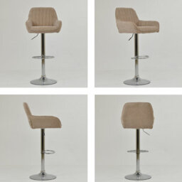 Lakeland Furniture Blair Fawn Brown Fabric Chrome Gas Lift Bar Stool - thumbnail 2