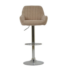 Lakeland Furniture Blair Fawn Brown Fabric Chrome Gas Lift Bar Stool