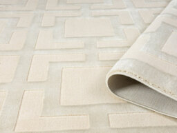 Vellure Modern Indoor Living Room Area Rug Embossed Metallic Sheen Maze Design Cream 120X170 Cm - thumbnail 3