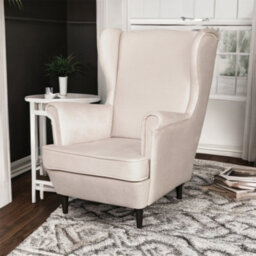 Heze Furniture Leo Velour Armchair Elegant Accent Upholstered Loungechair - Beige - thumbnail 3