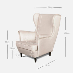 Heze Furniture Leo Velour Armchair Elegant Accent Upholstered Loungechair - Beige - thumbnail 6
