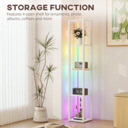 Homcom Rgb Led Floor Lamp With Shelves And Remote Control For Bedroom, White - thumbnail 5