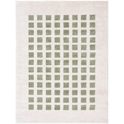 Livabliss Fossay Shaggy-Washable Beige Green Modern Hig Pile Living Bedroom Rug 200 X 275 Cm Easy Care, Non Shedding - image 1