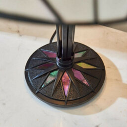 Tiffany Glass Table Lamp Light Black Iridised & Art Deco Textured Shade I00170 - thumbnail 4