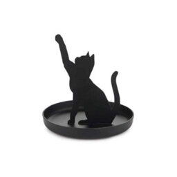 Balvi Feline Cat Black Metal Playful Catching Toy Pose Ring Trinket Tray Bowl - thumbnail 2
