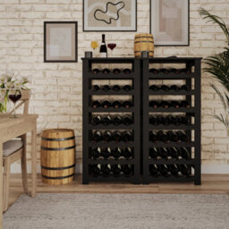 Wine Rack Freestanding Holds 28 Bottles Home Bar Stand Stand Black - thumbnail 5