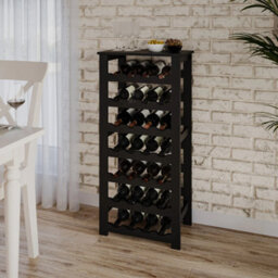 Wine Rack Freestanding Holds 28 Bottles Home Bar Stand Stand Black - thumbnail 3