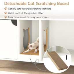 Costway Cat Litter Box Enclosure Large Hidden Cat Washroom W/ Storage-White - thumbnail 7
