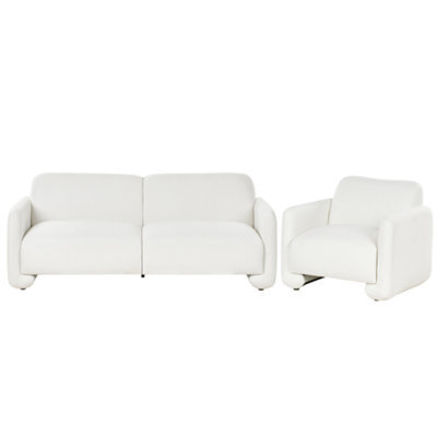 Beliani Living Room Set 4 Seater Saland Fabric White - image 1