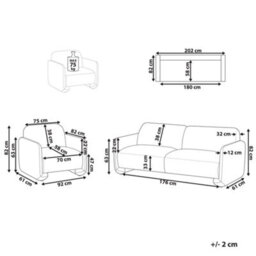 Beliani Living Room Set 4 Seater Saland Fabric White - thumbnail 3