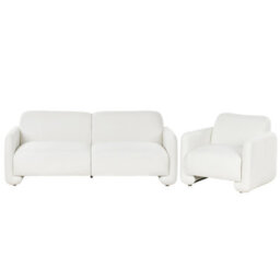 Beliani Living Room Set 4 Seater Saland Fabric White - thumbnail 1