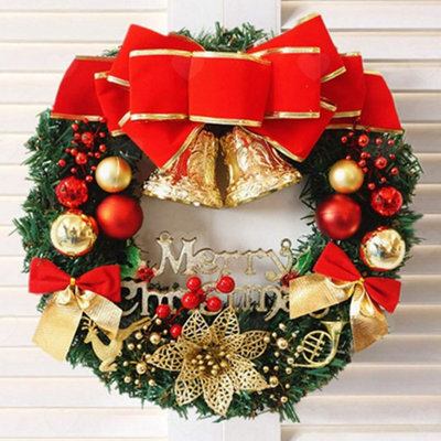 Amorly 30Cm Christmas Ball Wreath, Hanging Ornament For Door And Wall, Artificial Pine Wreath For Xmas New Year Home Party Decorations - image 1