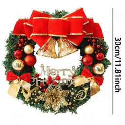 Amorly 30Cm Christmas Ball Wreath, Hanging Ornament For Door And Wall, Artificial Pine Wreath For Xmas New Year Home Party Decorations - thumbnail 8