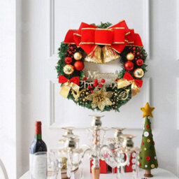 Amorly 30Cm Christmas Ball Wreath, Hanging Ornament For Door And Wall, Artificial Pine Wreath For Xmas New Year Home Party Decorations - thumbnail 2