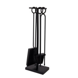 Charles Bentley Redwood Fireside Companion Set Iron Tool Stand Matte Black - thumbnail 4