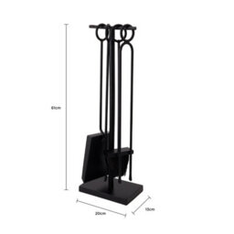 Charles Bentley Redwood Fireside Companion Set Iron Tool Stand Matte Black - thumbnail 7