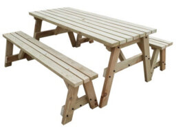 Arbor Garden Solutions Victoria Wooden Picnic Bench And Table Set, Outdoor Dining Set (8Ft, Natural Finish) - thumbnail 4