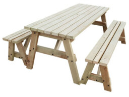 Arbor Garden Solutions Victoria Wooden Picnic Bench And Table Set, Outdoor Dining Set (8Ft, Natural Finish) - thumbnail 3