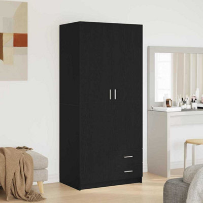 Walplus Wardrobe With Drawer Black Oak 80 X 52 X 180 Cm Engineered Wood - image 1