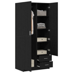 Walplus Wardrobe With Drawer Black Oak 80 X 52 X 180 Cm Engineered Wood - thumbnail 3