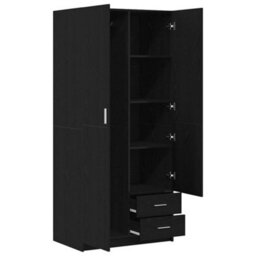 Walplus Wardrobe With Drawer Black Oak 80 X 52 X 180 Cm Engineered Wood - thumbnail 5