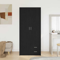 Walplus Wardrobe With Drawer Black Oak 80 X 52 X 180 Cm Engineered Wood - thumbnail 4