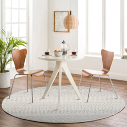 Livabliss Round Elaziz-Geometric Grey White Global Living Dining Bedroom Rug 160 X 160 Cm Easy Care, Non Shedding - thumbnail 2