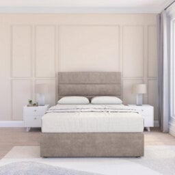 "Sloomy 4Ft6  Texas Divan Bed Base Pebble Plush ,4 Drawers & 54"" Floor Standing Headboard - Double" - thumbnail 2