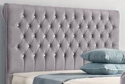 UKBEDFURNITURE Faye Silver Plush Valvet Upholstered Gas Lift Ottoman Storage Bed With 10 Inch Orthopedic Mattres - 48 Inch Headboard - thumbnail 2