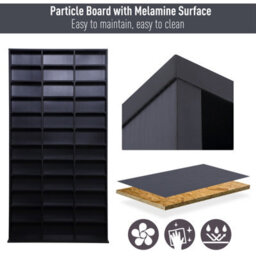 Homcom Cd Dvd Media Storage Shelves Display Shelf Racks Wooden Frame Black - thumbnail 6