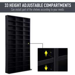 Homcom Cd Dvd Media Storage Shelves Display Shelf Racks Wooden Frame Black - thumbnail 4