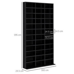 Homcom Cd Dvd Media Storage Shelves Display Shelf Racks Wooden Frame Black - thumbnail 3