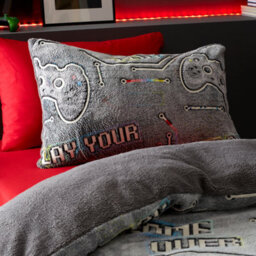 Catherine Lansfield Game Over Glow In The Dark Fleece Duvet Cover Set With Pillowcases Black - thumbnail 3