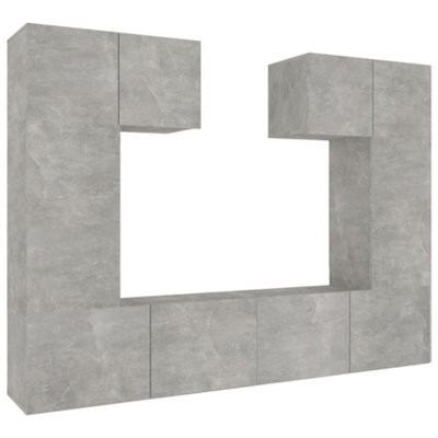 Berkfield Classic 6 Piece Tv Cabinet Set Concrete Grey Engineered Wood - image 1