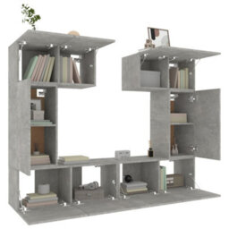 Berkfield Classic 6 Piece Tv Cabinet Set Concrete Grey Engineered Wood - thumbnail 4
