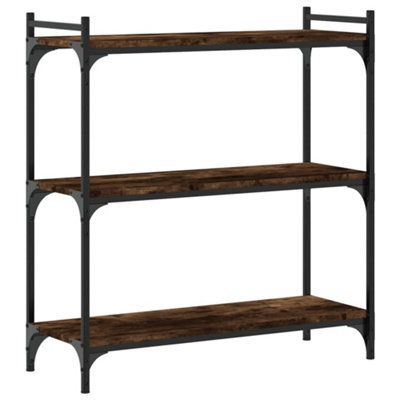 Berkfield Industrial Bookcase 3-Tier Smoked Oak 80X30X86 Cm Engineered Wood - image 1