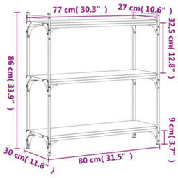 Berkfield Industrial Bookcase 3-Tier Smoked Oak 80X30X86 Cm Engineered Wood - thumbnail 9