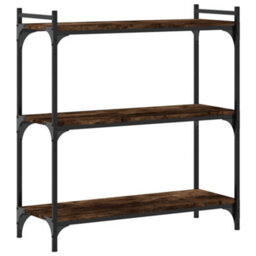 Berkfield Industrial Bookcase 3-Tier Smoked Oak 80X30X86 Cm Engineered Wood - thumbnail 1