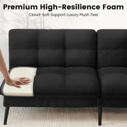 Comhoma Sofa Bed Fabric 2-3 Seater Click Clack Sofa Bed 5-Gear Back Angle Adjustable Futon Sofa Lounge For Home, Black - thumbnail 9