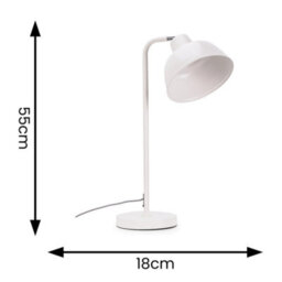 Valuelights Morris White Metal Stem Table Lamp With Angled Dome Shade For Living Room Bedroom Office - Led Bulb Included - thumbnail 6