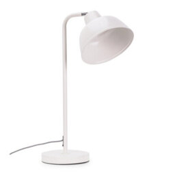 Valuelights Morris White Metal Stem Table Lamp With Angled Dome Shade For Living Room Bedroom Office - Led Bulb Included - thumbnail 2