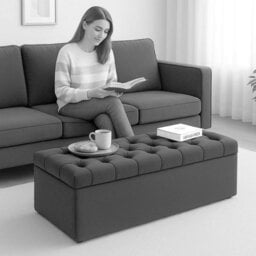 150Cm Chesterfield Ottoman Storage Box- Plush Velvet Shoe Bench - Steel Grey Chesterfield Upholstered Blanket Box - thumbnail 3