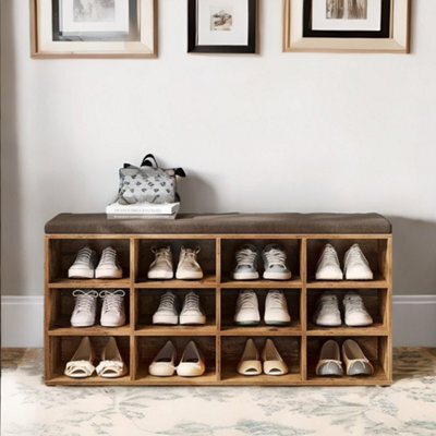 Pirlo Plush 91Cm Wide Shoe Storage Bench With Cushioned Seat & Drawer - image 1