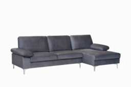 SquareBoxx Venossa L Shaped Corner Sofa With Chaise Lounge A 4 Seater Modern Fabric Sofa, Deep Seat Comfort, Plush Cushions & Chrome Legs